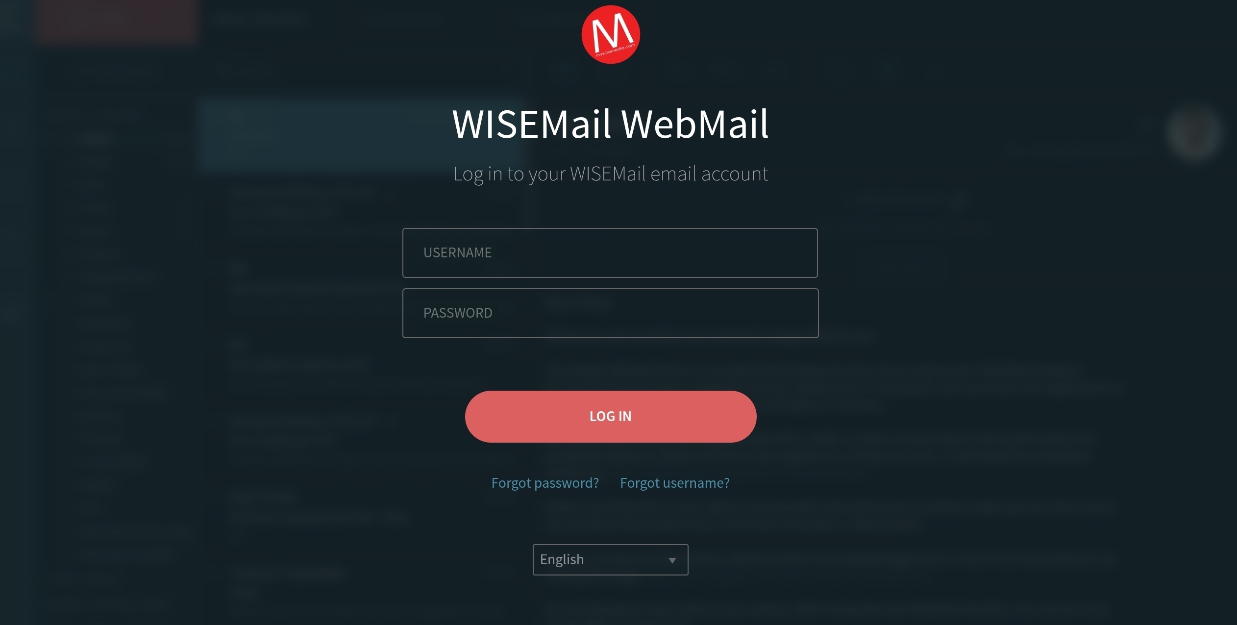 WISEMail WebMail Login Interface